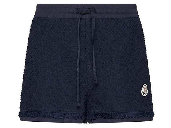 Moncler Bermuda de algodão com patch de logo Azul - vista 4