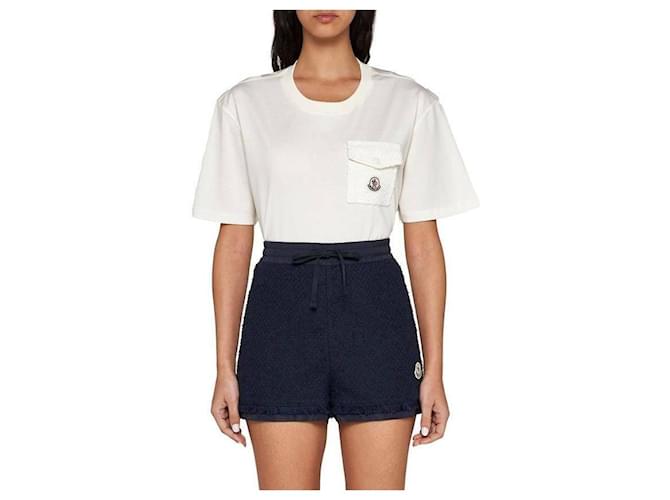 Moncler Bermuda de algodão com patch de logo Azul - vista 5