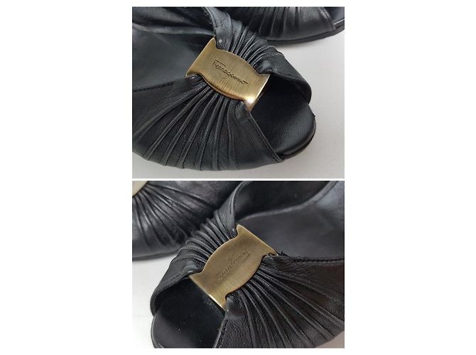 Salvatore Ferragamo Scarpe aperte in pelle nera per donne Nero - vista 8