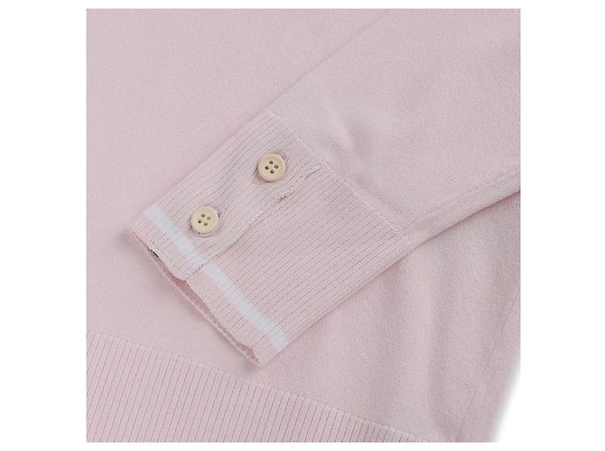 Thom Browne Damen-Polo-Pullover aus Viskose-Jersey mit Kontrastbesatz Pink - Ansicht 8