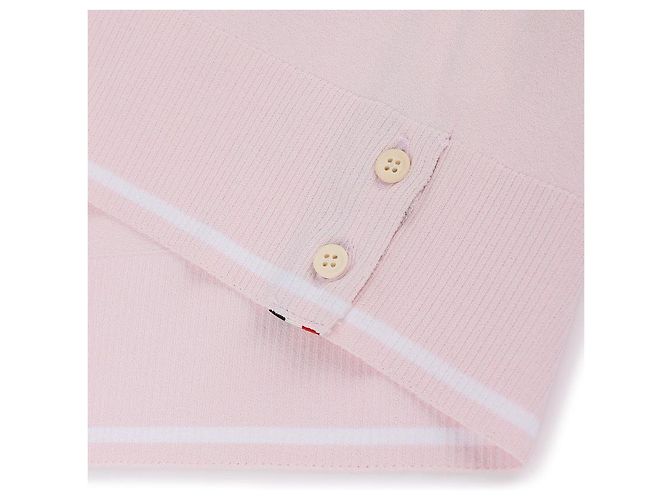 Thom Browne Damen-Polo-Pullover aus Viskose-Jersey mit Kontrastbesatz Pink - Ansicht 9