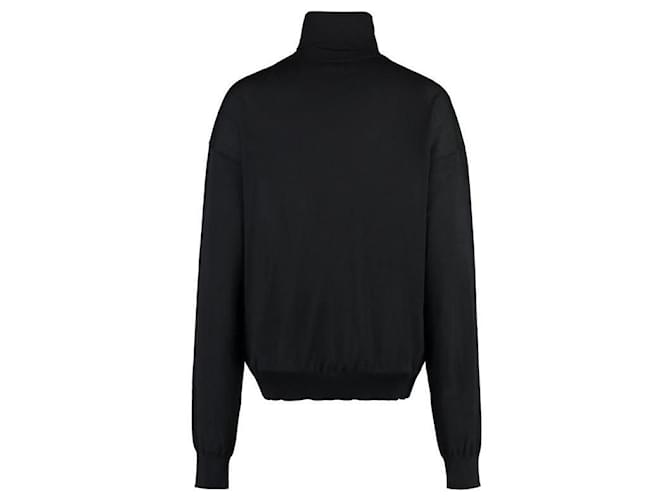 Saint Laurent Wollpullover mit Rollkragen und Logo Schwarz - Ansicht 5