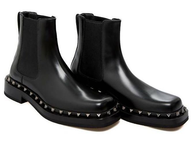 Valentino Stivali Chelsea Rockstud PMA Nero - vista 5