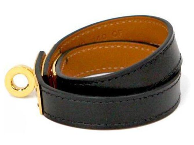 Hermès Bracciale Double Tour Kelly in Pelle Nera Nero - vista 2