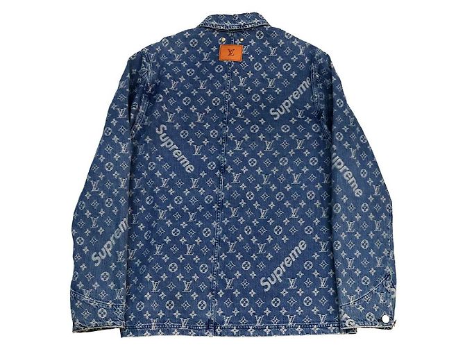 Louis Vuitton Chaqueta trucker de denim jacquard Supreme Azul - vista 2