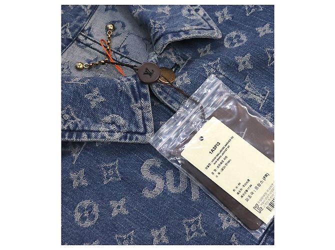 Louis Vuitton Chaqueta trucker de denim jacquard Supreme Azul - vista 5