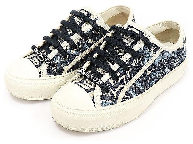 Dior Sneakers da donna in cotone ricamato blu indigo WALK'N' - vista 3