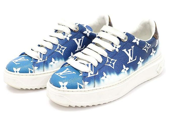 Louis Vuitton Sneakers da Donna Escale in Tela Monogram Blu - vista 3