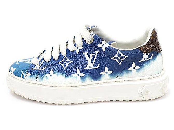 Louis Vuitton Sneakers da Donna Escale in Tela Monogram Blu - vista 4