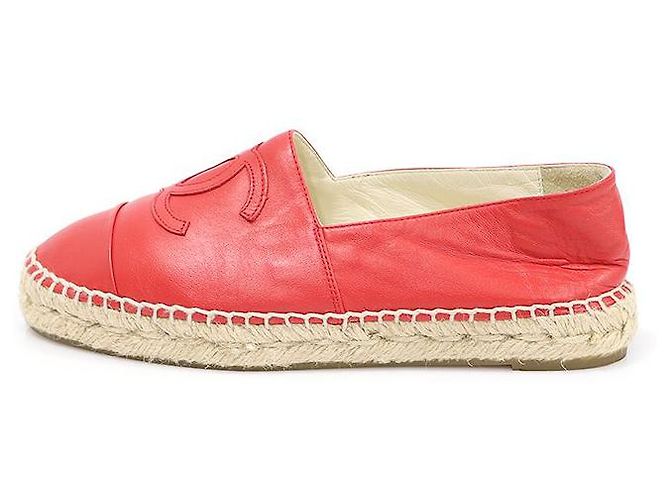 Chanel Red Lambskin Espadrille Women Slip-On - view 3