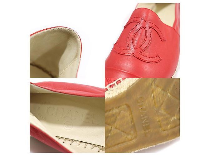 Chanel Red Lambskin Espadrille Women Slip-On - view 7
