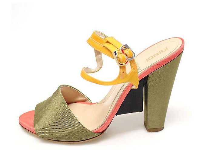 Fendi Sandali da donna con logo FF in satin multicolore - vista 3