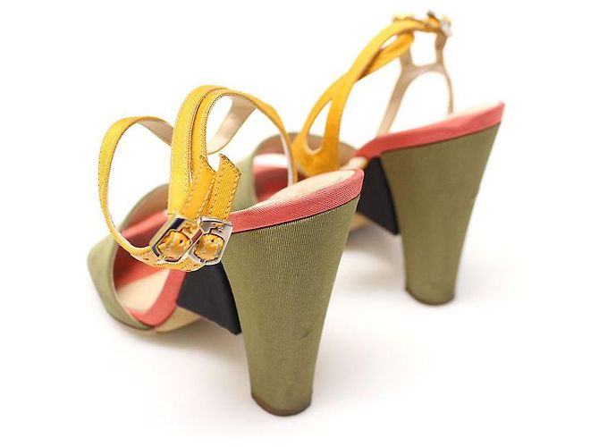 Fendi Sandali da donna con logo FF in satin multicolore - vista 4