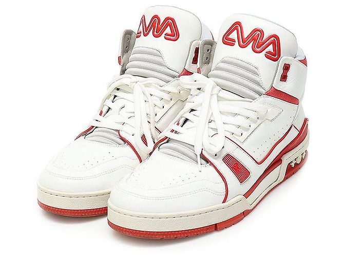 Louis Vuitton Sneaker da uomo LV Trainer Mid-Top di Virgil Abloh in pelle di vitello bianca Bianco - vista 2