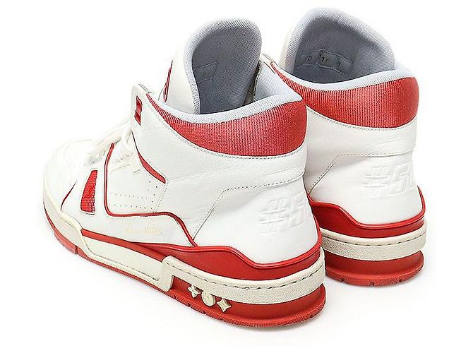 Louis Vuitton Sneaker da uomo LV Trainer Mid-Top di Virgil Abloh in pelle di vitello bianca Bianco - vista 4