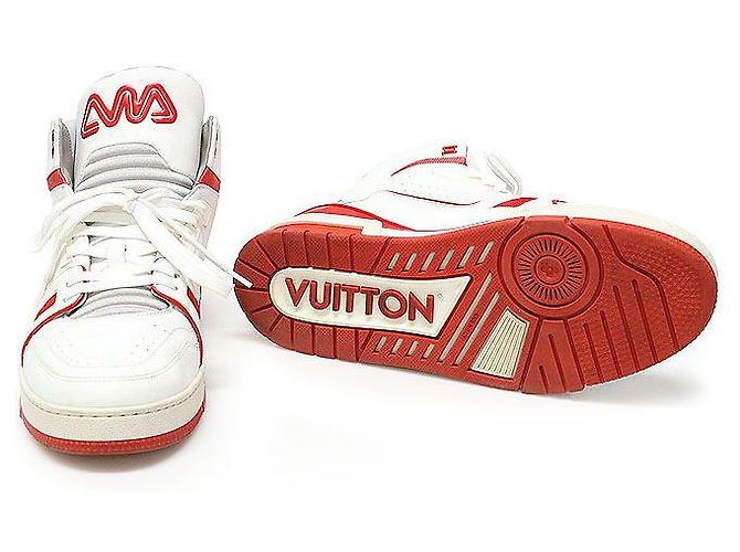 Louis Vuitton Sneaker da uomo LV Trainer Mid-Top di Virgil Abloh in pelle di vitello bianca Bianco - vista 5