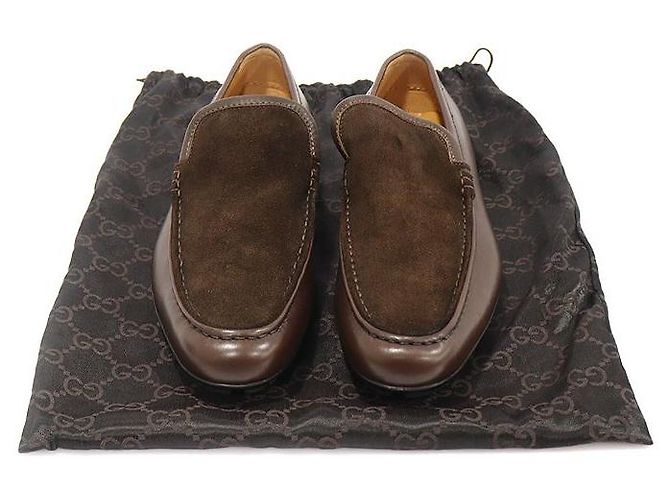 Gucci Mocassini da guida in pelle scamosciata marrone - vista 2