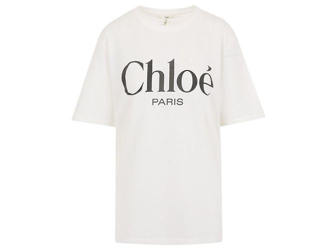 Chloé Weißes T-Shirt mit Logo-Print und kurzen Ärmeln - Ansicht 2