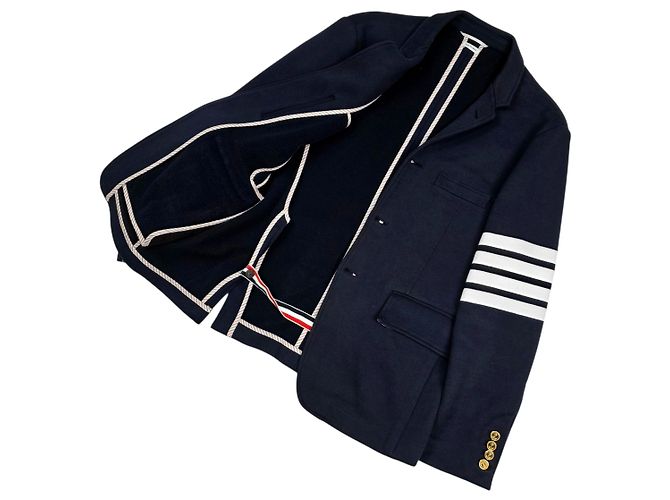 Thom Browne Giacca Blazer in Cotone Jersey Blu - vista 5
