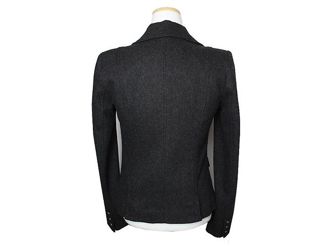 Burberry Blue Label Charcoal Gray Wool Blend Short Jacket - view 2