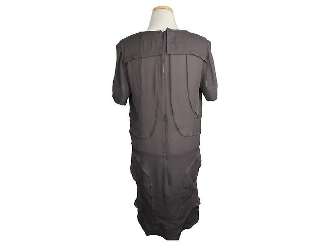 Isabel Marant Vestido de seda gris con corte Castaño - vista 4