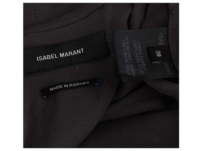 Isabel Marant Vestido de seda gris con corte Castaño - vista 5