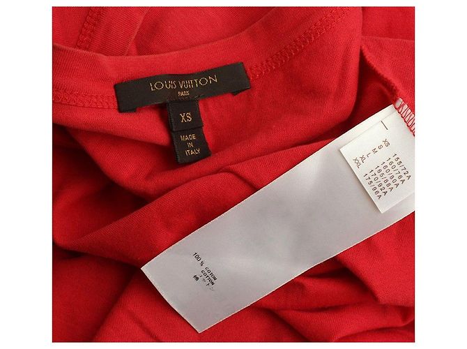 Louis Vuitton Camiseta de algodón rojo con pliegues XS Roja - vista 3