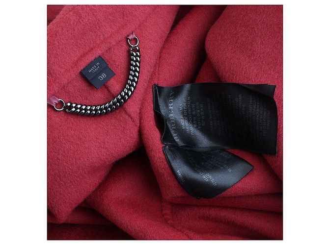 Burberry Pale Red Wool Blend Coat - view 4