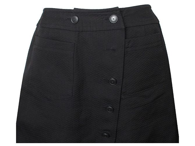 Chanel Saia assimétrica de algodão preta Preto - vista 4