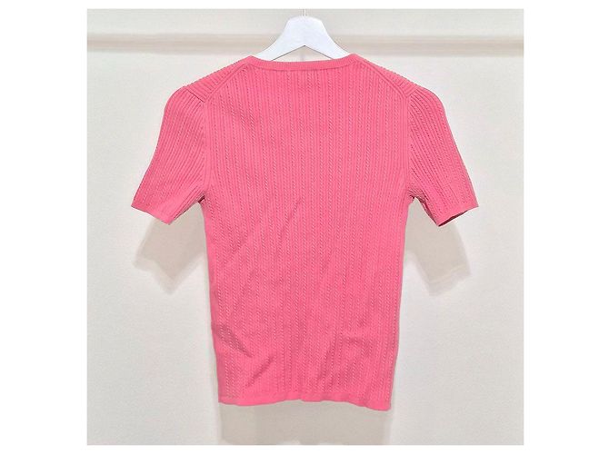 Chanel Rosa gestricktes T-Shirt mit kurzen Ärmeln Pink - Ansicht 3