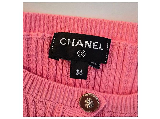 Chanel Rosa gestricktes T-Shirt mit kurzen Ärmeln Pink - Ansicht 6