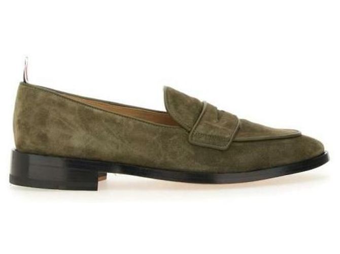 Thom Browne Mocassino Penny in Camoscio Varsity - vista 4