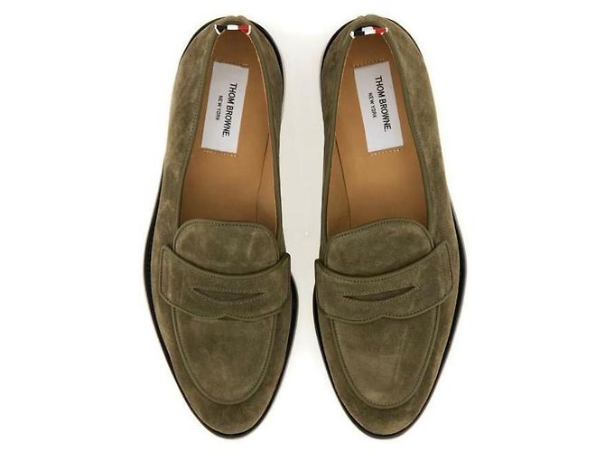 Thom Browne Mocassino Penny in Camoscio Varsity - vista 5