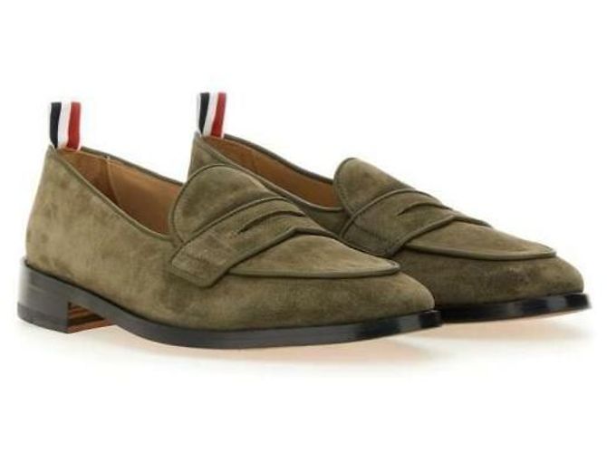 Thom Browne Mocassino Penny in Camoscio Varsity - vista 6