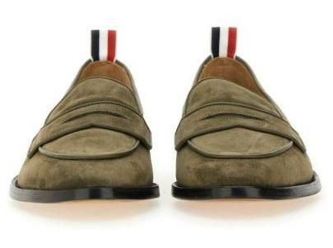 Thom Browne Mocassino Penny in Camoscio Varsity - vista 8