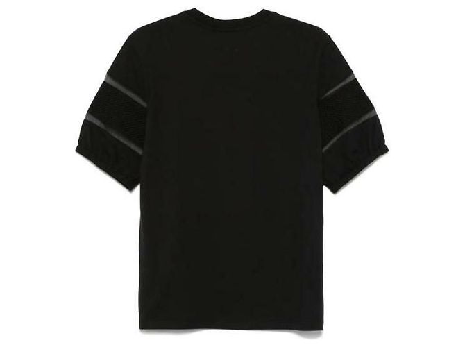 Moncler Camiseta de algodón con ribete de seda Negro - vista 5