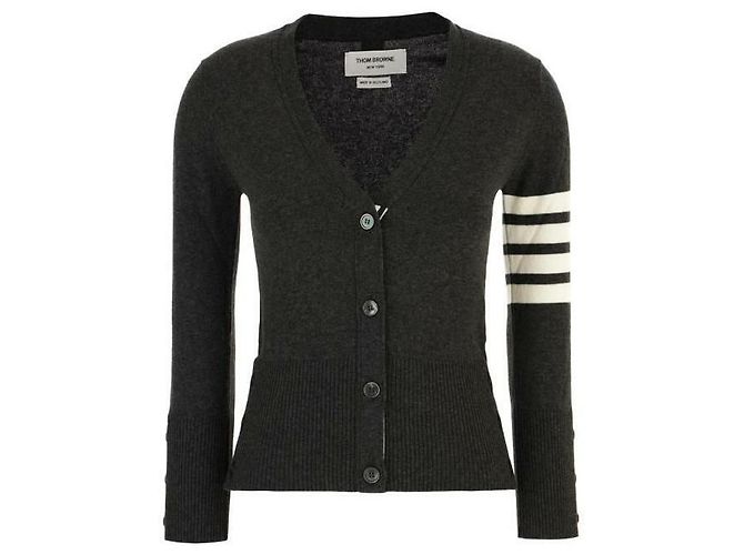 Thom Browne Cardigã Clássico de Cashmere com Decote em V - vista 4