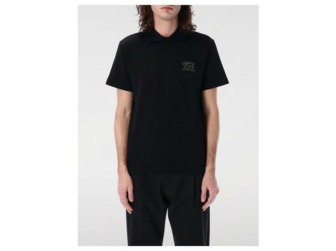 Burberry Polo con Logo a Maniche Corte Nero - vista 4