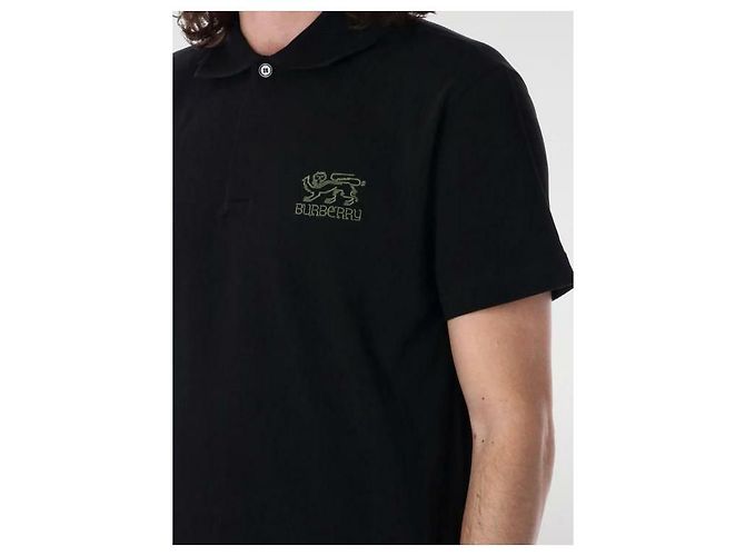 Burberry Polo con Logo a Maniche Corte Nero - vista 6