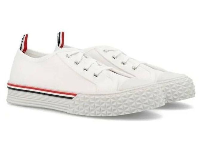 Thom Browne Sneakers Collegiali con Suola Tartan Bianco - vista 5