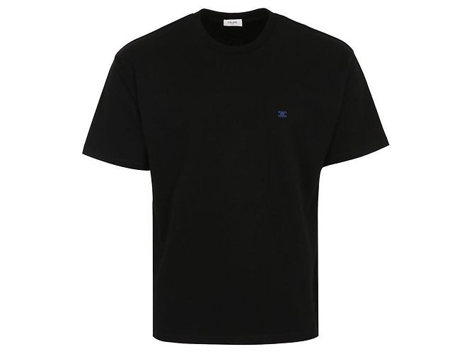 Céline Besticktes Baumwoll-Jersey-T-Shirt Schwarz - Ansicht 2