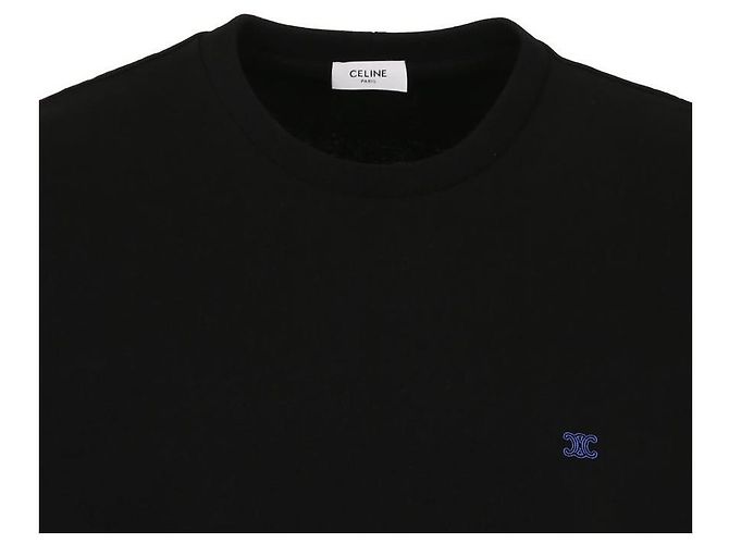 Céline Besticktes Baumwoll-Jersey-T-Shirt Schwarz - Ansicht 4