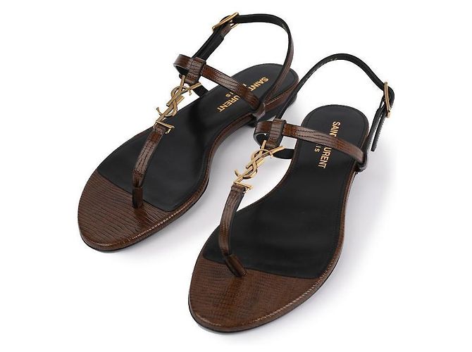 Saint Laurent Sandali Piani Cassandra Marroni Marrone - vista 3