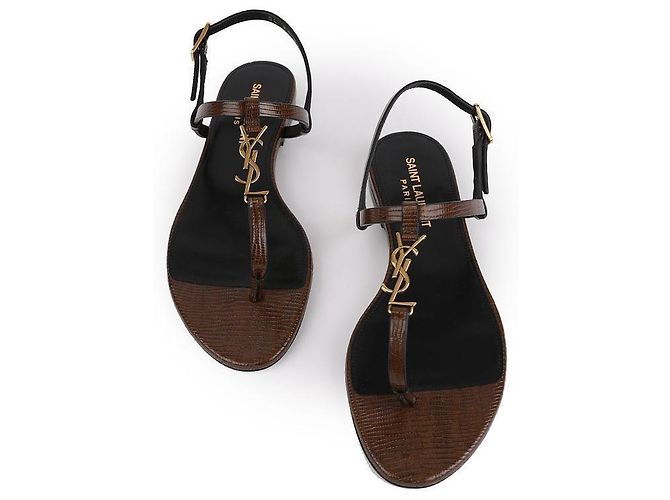 Saint Laurent Sandali Piani Cassandra Marroni Marrone - vista 4