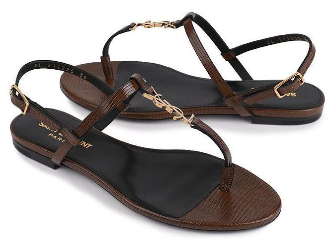 Saint Laurent Sandali Piani Cassandra Marroni Marrone - vista 5