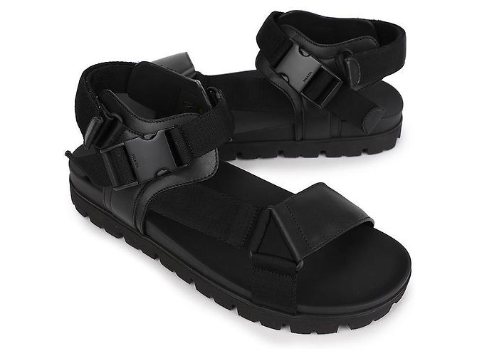 Prada Nylon Buckle Strap Sandals Black - view 5