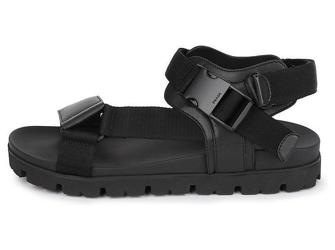 Prada Nylon Buckle Strap Sandals Black - view 6