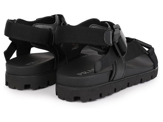 Prada Nylon Buckle Strap Sandals Black - view 8