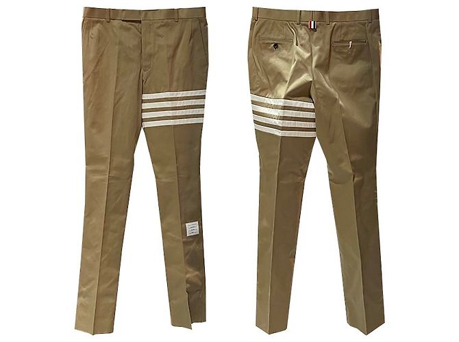 Thom Browne Unkonstruierte Chino-Hosen aus Baumwolltwill in Kamel Braun - Ansicht 9