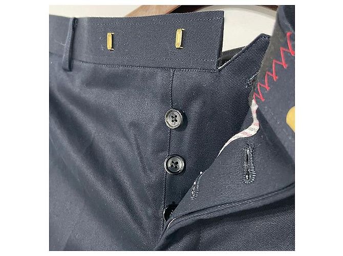 Thom Browne Cotton Twill Knit Bar Unconstructed Chino Pants Navy Blue - view 7